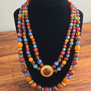 Set of 2 - Multi-Strand Beaded Necklaces - Vtg Liz Claiborne